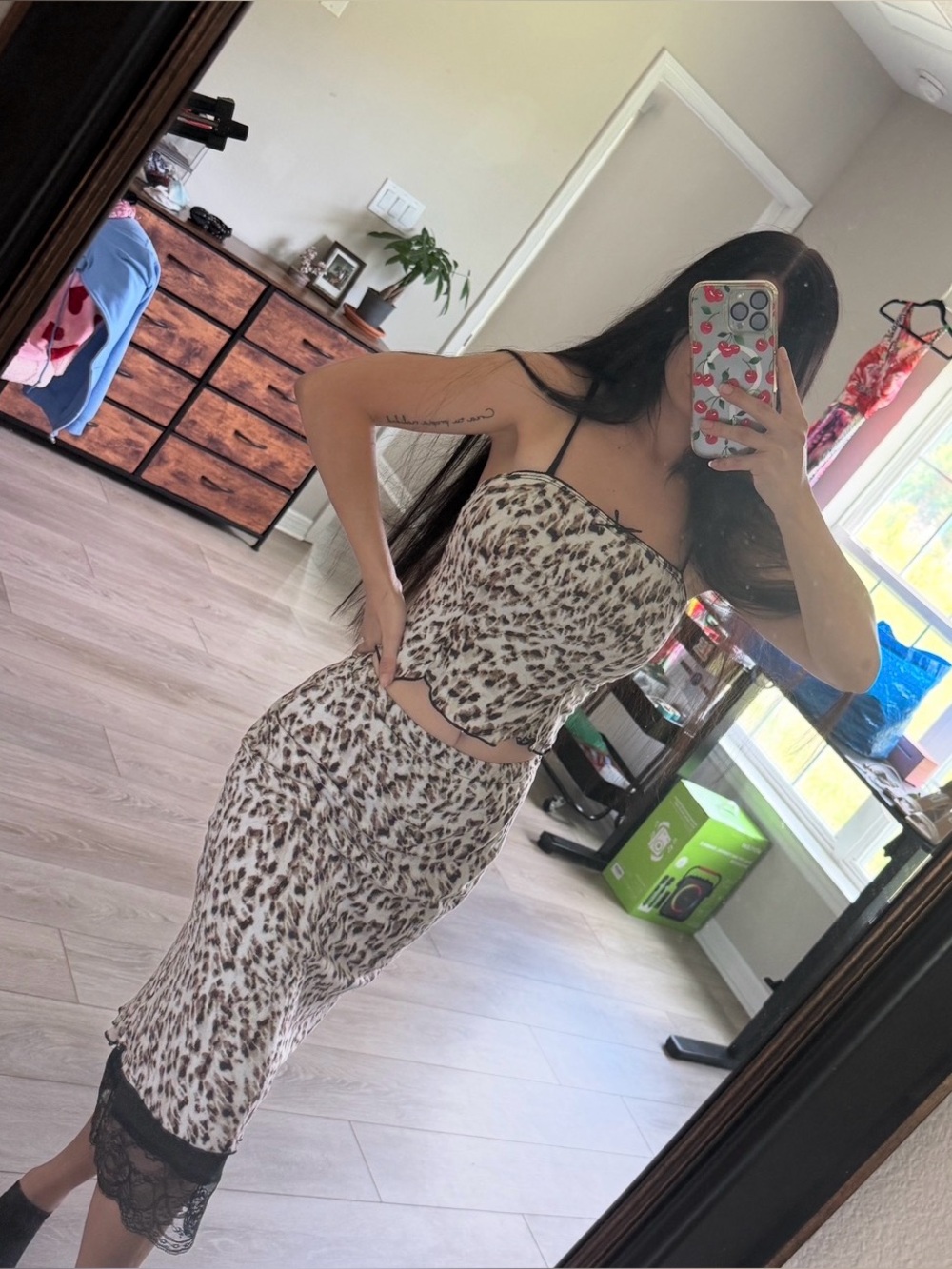 KIRIOUS Los Angeles, Women's Extra Small, XS 2 Piece Set, Matching Set Leopard
